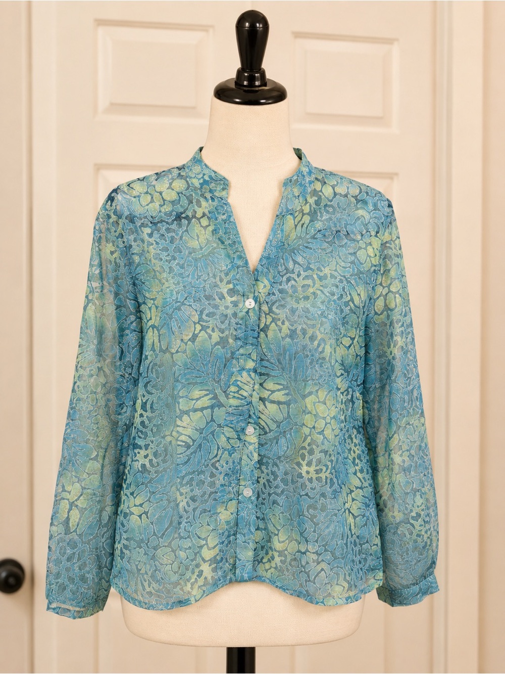 Ruby Rd. Parrot Cay Light Jacket in Turquoise Multicolor with Gold Size 18W